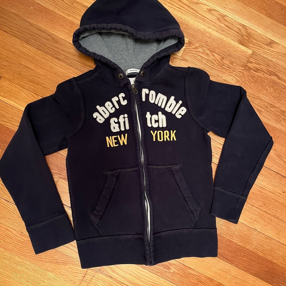 Abercrombie & Fitch Kids Navy Full Zip Hooded Sweatshirt Size Medium